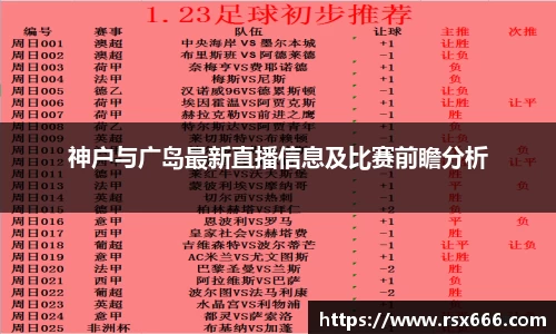 神户与广岛最新直播信息及比赛前瞻分析